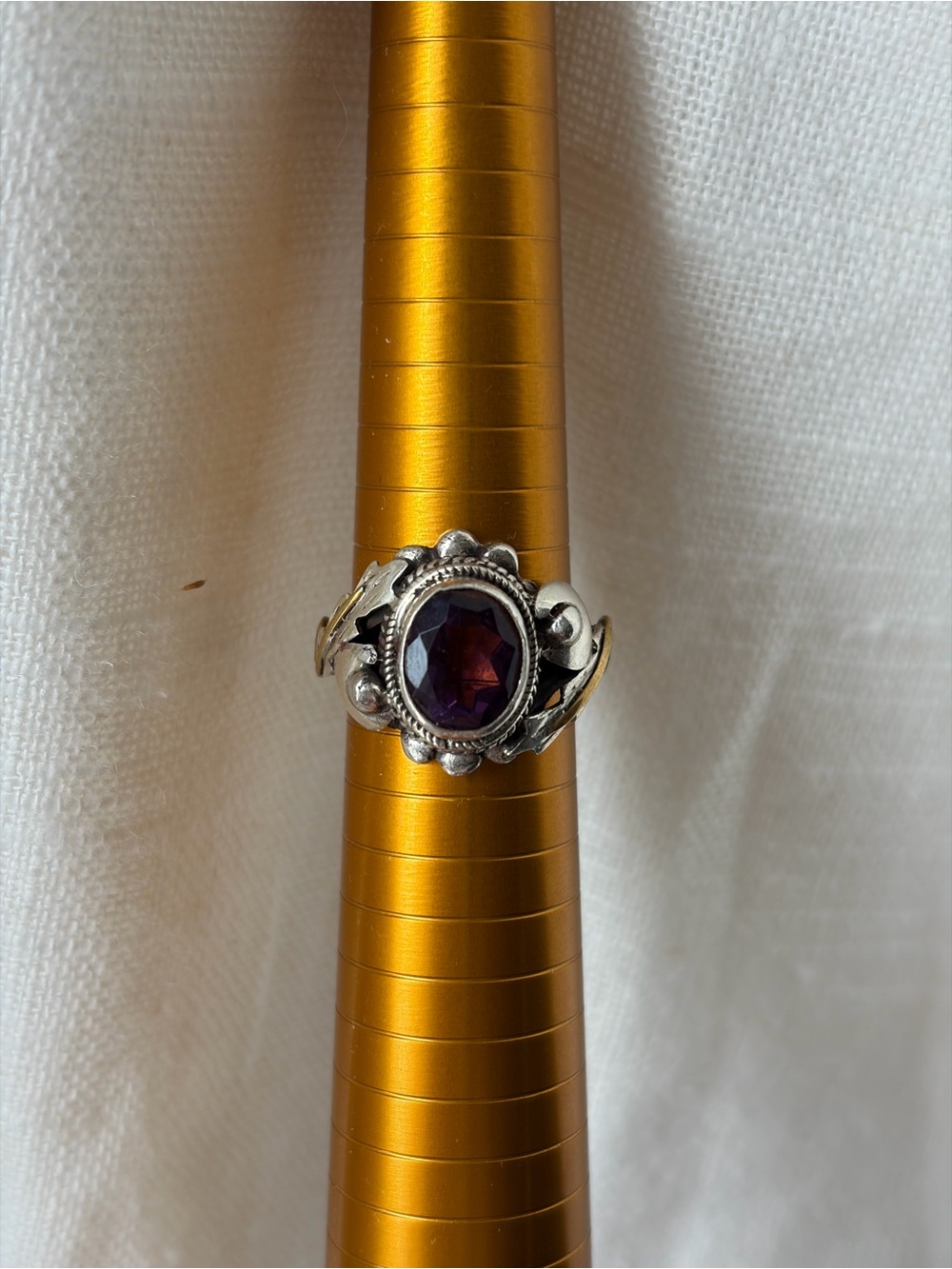Natural Amethyst Sterling Silver Ring – Adjustable, Handmade, Nepal